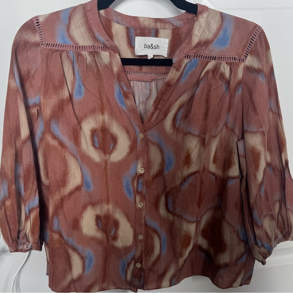 Ba&sh Women's Brown and Blue Abstract Blouse